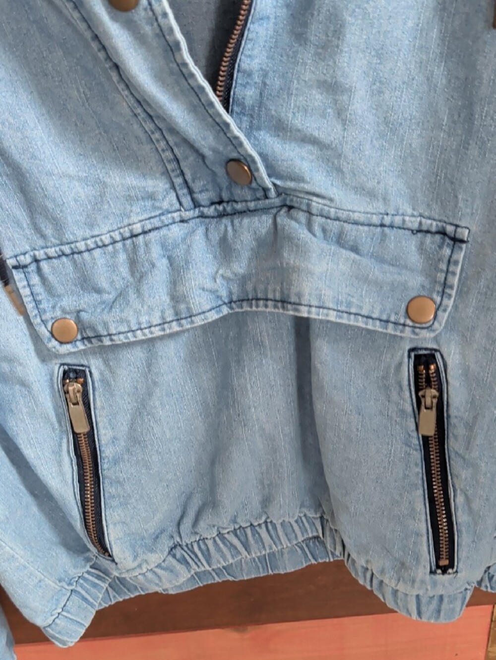 Light Wash Hooded Denim Anorak Jacket - Picture 3 of 4